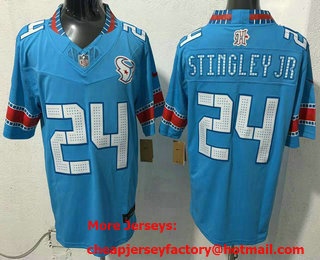 Men's Houston Texans #24 Derek Stingley Jr Blue 2026 FUSE Rivalries Collection Limited Stitched Jersey