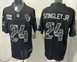 Men's Houston Texans #24 Derek Stingley Jr Limited Black FUSE 2026 Salute To Service Jersey