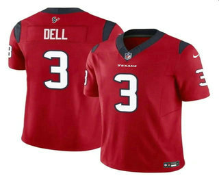 Men's Houston Texans #3 Tank Dell Red 2023 FUSE Vapor Stitched Jersey