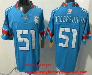 Men's Houston Texans #51 Will Anderson Jr Blue 2026 FUSE Rivalries Collection Limited Stitched Jersey