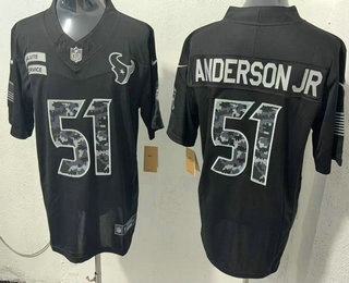 Men's Houston Texans #51 Will Anderson Jr Limited Black FUSE 2026 Salute To Service Jersey