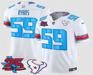 Men's Houston Texans #59 DeMeco Ryans White 2026 25TH Patch FUSE Rivalries Collection Limited Jersey