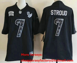Men's Houston Texans #7 CJ Stroud Limited Black FUSE 2026 Salute To Service Jersey