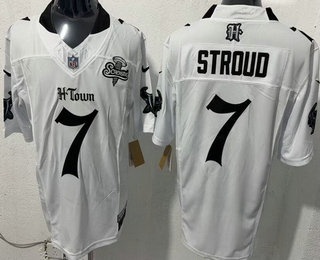 Men's Houston Texans #7 CJ Stroud Limited White Screwstan FUSE Vapor Jersey