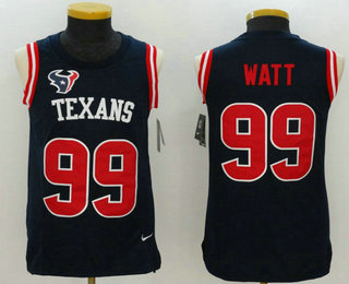 Men's Houston Texans #99 J.J. Watt Navy Blue Color Rush 2017 Vest Stitched NFL Nike Tank Top Jersey