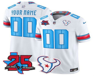 Men's Houston Texans Active Player Custom White 2026 25TH Patch FUSE Rivalries Collection Limited Jersey