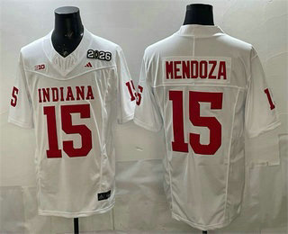 Men's Indiana Hoosiers #15 Fernando Mendoza White FUSE 2026 Champions College Football Jersey