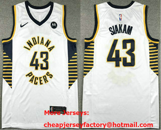Men's Indiana Pacers #43 Pascal Siakam White Association Edition Sponsor Stitched Jersey