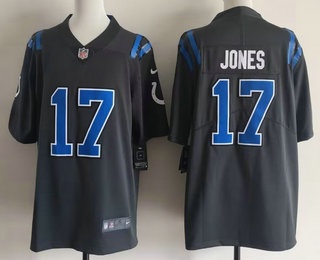 Men's Indianapolis Colts #17 Daniel Jones Anthracite 2026 Vapor Rivalries Collection Limited Stitched Jersey