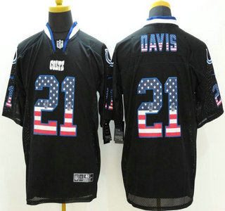 Men's Indianapolis Colts #21 Vontae Davis Nike 2015 USA Flag Fashion Black Elite Jersey