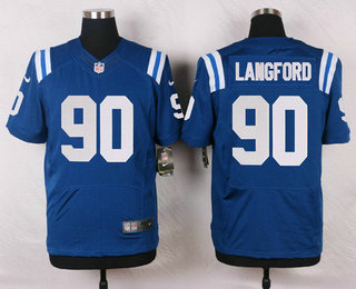 Men's Indianapolis Colts #90 endall Langford Royal Blue Team Color NFL Nike Elite Jersey