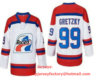 Men's Indianapolis Racers #99 Wayne Gretzky White Authentic Jersey