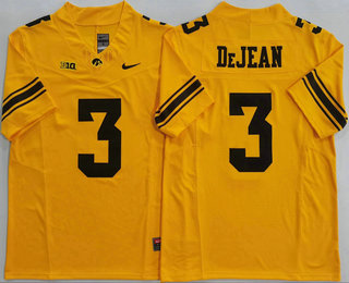 Men's Iowa Hawkeyes #3 Cooper DeJean Yellow FUSE College Stitched Jersey