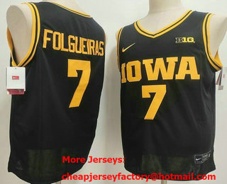 Men's Iowa Hawkeyes #7 Alvaro Folgueiras Black College Basketball Jersey
