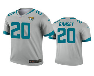 Men's Jacksonville Jaguars #20 Jalen Ramsey Silver Inverted Legend Jersey