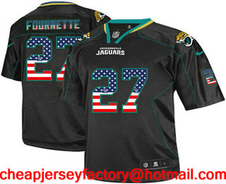Men's Jacksonville Jaguars #27 Leonard Fournette Black USA Flag Fashion Stitched NFL Nike Elite Jersey