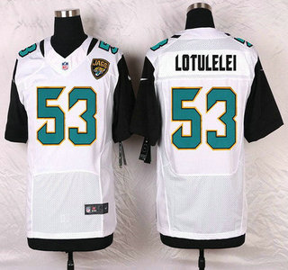 Men's Jacksonville Jaguars #53 John Lotulelei White Road NFL Nike Elite Jersey