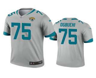 Men's Jacksonville Jaguars #75 Cedric Ogbuehi Silver Inverted Legend Jersey