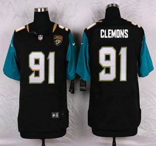 Men's Jacksonville Jaguars #91 Chris Clemons Black Team Color NFL Nike Elite Jersey