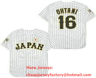 Men's Japan #16 Shohei Ohtani White Stripes Baseball Jersey