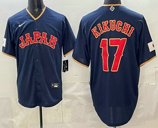 Men's Japan #17 Yusei Kikuchi Navy 2026 World Baseball Classic Cool Base Jersey