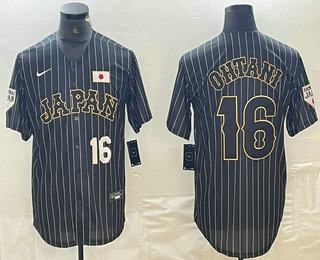 Men's Japan Baseball #16 Shohei Ohtani Number 2023 Black World Baseball Classic Stitched Jersey 11
