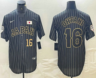 Men's Japan Baseball #16 Shohei Ohtani Number 2023 Black World Baseball Classic Stitched Jersey 13