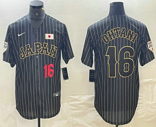 Men's Japan Baseball #16 Shohei Ohtani Number 2023 Black World Baseball Classic Stitched Jersey 14