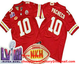 Men's Kansas City Chiefs #10 Isiah Pacheco Limited Red NKH LVIII Super Bowl FUSE Vapor Jersey