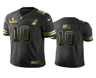 Men's Kansas City Chiefs #10 Tyreek Hill Black Super Bowl LIV Golden Edition Jersey