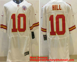 Men's Kansas City Chiefs #10 Tyreek Hill White Stitched NFL Nike Elite Jersey
