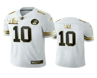 Men's Kansas City Chiefs #10 Tyreek Hill White Super Bowl LIV Golden Edition Jersey