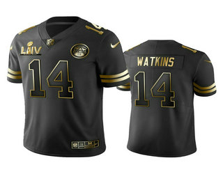 Men's Kansas City Chiefs #14 Sammy Watkins Black Super Bowl LIV Golden Edition Jersey