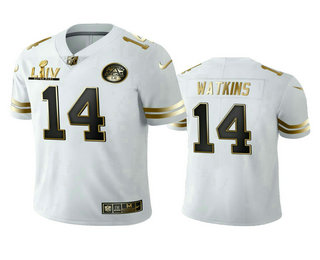 Men's Kansas City Chiefs #14 Sammy Watkins White Super Bowl LIV Golden Edition Jersey