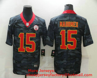 Men's Kansas City Chiefs #15 Patrick Mahomes 2020 Camo With Red Number Limited Stitched Nike NFL Jersey