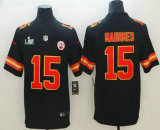 Men's Kansas City Chiefs #15 Patrick Mahomes II Black 2020 Super Bowl LIV Vapor Untouchable Stitched NFL Nike Limited Jersey