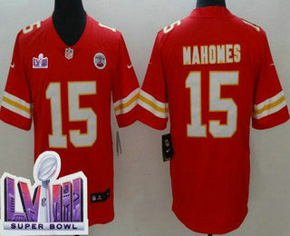 Men's Kansas City Chiefs #15 Patrick Mahomes Limited Red LVIII Super Bowl Vapor Jersey