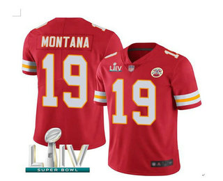 Men's Kansas City Chiefs #19 Joe Montana Red 2020 Super Bowl LIV Vapor Untouchable Stitched NFL Nike Limited Jersey