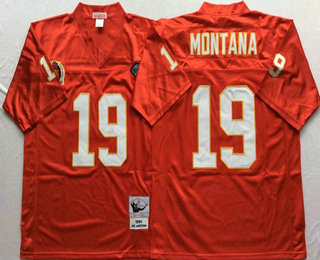Men's Kansas City Chiefs #19 Joe Montana Red 75TH Stitched NFL Thowback Jersey