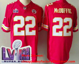 Men's Kansas City Chiefs #22 Trent McDuffie Limited Red LVIII Super Bowl FUSE Vapor Jersey