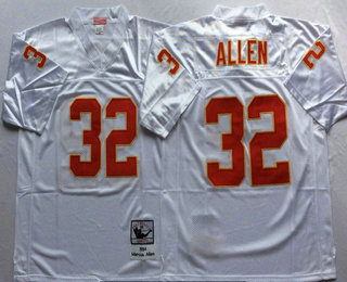 Men's Kansas City Chiefs #32 Marcus Allen White Stitched NFL Thowback Jersey