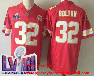 Men's Kansas City Chiefs #32 Nick Bolton Limited Red LVIII Super Bowl FUSE Vapor Jersey