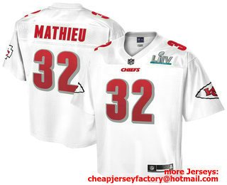 Men's Kansas City Chiefs #32 Tyrann Mathieu NFL Pro Line White Super Bowl LIV Champions Jersey