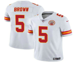 Men's Kansas City Chiefs #5 Hollywood Brown White Vapor Untouchable Limited Stitched Jersey
