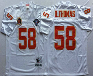 Men's Kansas City Chiefs #58 Derrick Thomas White 75TH Stitched NFL Thowback Jersey