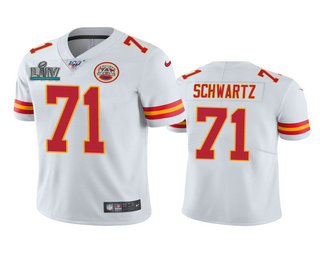 Men's Kansas City Chiefs #71 Mitchell Schwartz White Super Bowl LIV Vapor Limited Jersey