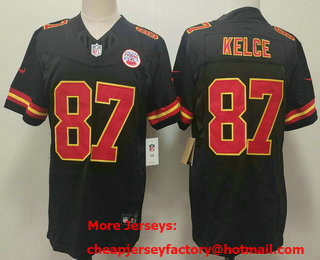 Men's Kansas City Chiefs #87 Travis Kelce Black FUSE Vapor Limited Stitched Jersey
