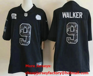 Men's Kansas City Chiefs #9 Kenneth Walker III Limited Black FUSE 2026 Salute To Service Jersey