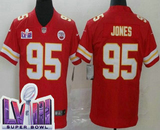 Men's Kansas City Chiefs #95 Chris Jones Limited Red LVIII Super Bowl Vapor Jersey