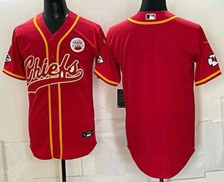 Men's Kansas City Chiefs Blank Red Cool Base Stitched Baseball Jersey